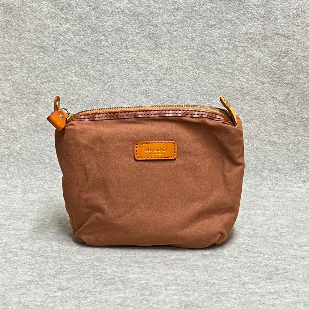 Old Trend Modern Vintage Canvas Bag Terracotta Leather Trim Pouch EUC Cosmetic